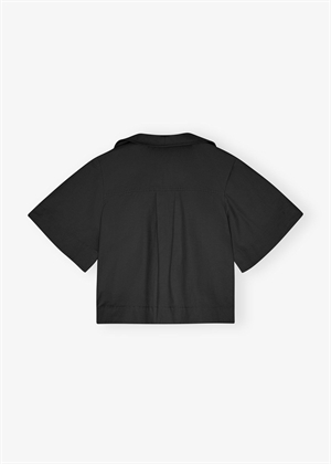 Stretch cotton cowl neck bluse Black W0880 Ganni 